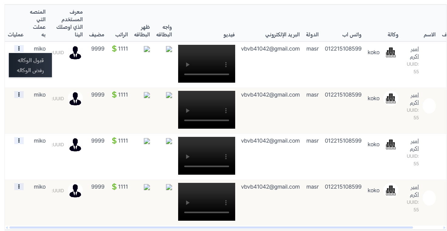 طلبات الوكالات
